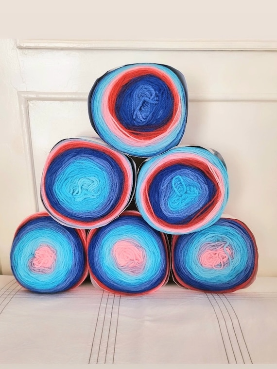 6 Skeins Lion Brand Mandala Honeydukes Baby Cake Yarn, Rainbow