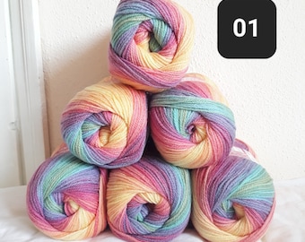 Hilo acrílico Rainbow Batik, grosor DK, 6 madejas