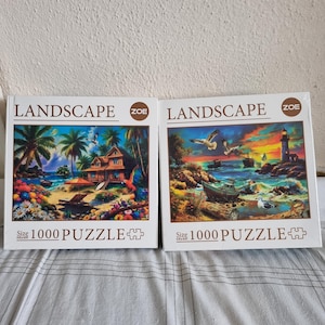 1000 piece Lighthouse seaside jigsaw Puzzle , 68x48 cm Family Entertainment Puzzle, Holiday Gift Idea, scenic island puzzle, Group Activity