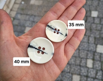 Oversize Cream Plastic Buttons, 4-Hole, Knitting Sewing, 35mm 40mm