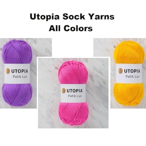Utopia Patik Lux Acrylic yarn, knitting sock yarn, cheap acrylic yarn, slipper yarn, winter yarn, Turkish Kartopu yarn 100gr
