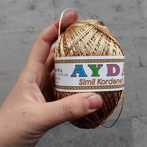 Hilo de punto de cruz cordenato de 100 g, hilo de viscosa, rayón plateado y negro, lúrex brillante metálico, ganchillo Ayda Simli kordenet imagen 3