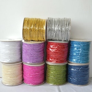 Half Round Pearls Beads String, strand for costumes wedding pageant crafts, 4 mm half round pearl bead strand by meters / yards