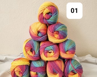 10 skeins export surplus batik yarn, rainbow batik wool yarn, chunky batik yarn soft rainbow colors