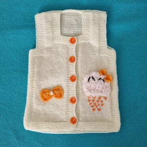 Handgestrickte Baby/Kinder Weste - Wolke desing Baby Weste - Handmade Kinder Strickmode