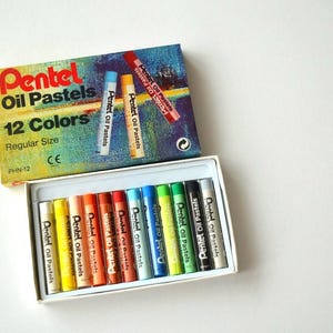 Pentel Oil Pastels Sticks, Brilliant Colors, 12 Color Artist Set Oil Pastels, Colored Oil Pastels in Original Box Set of 12 colours image 1