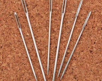 Metal Blunt embroidery needles pack of 6, blunt needles for leather, thick big large eye blunt sewing needles, wool darning tapestry needle