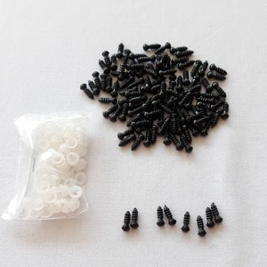 6mm amigurumi safety eyes in black plastic for doll, amigurumi animals eyes, round safety eyes, plastic eyes 10/20/50/100 pcs black doll eye