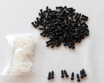 6 mm Amigurumi Sicherheitsaugen in schwarzem Kunststoff für Puppe, Amigurumi Tiere Augen, runde Sicherheitsaugen, Kunststoffaugen 10/20/50/100 Stück schwarzes Puppenauge