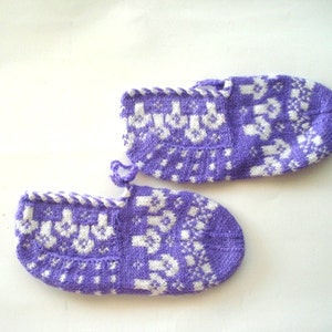 purple white knit women Slippers, home shoes, gifts for woman under 25 usd, adult booties , gifts for girls image 3