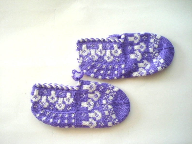 purple white knit women Slippers, home shoes, gifts for woman under 25 usd, adult booties , gifts for girls image 3