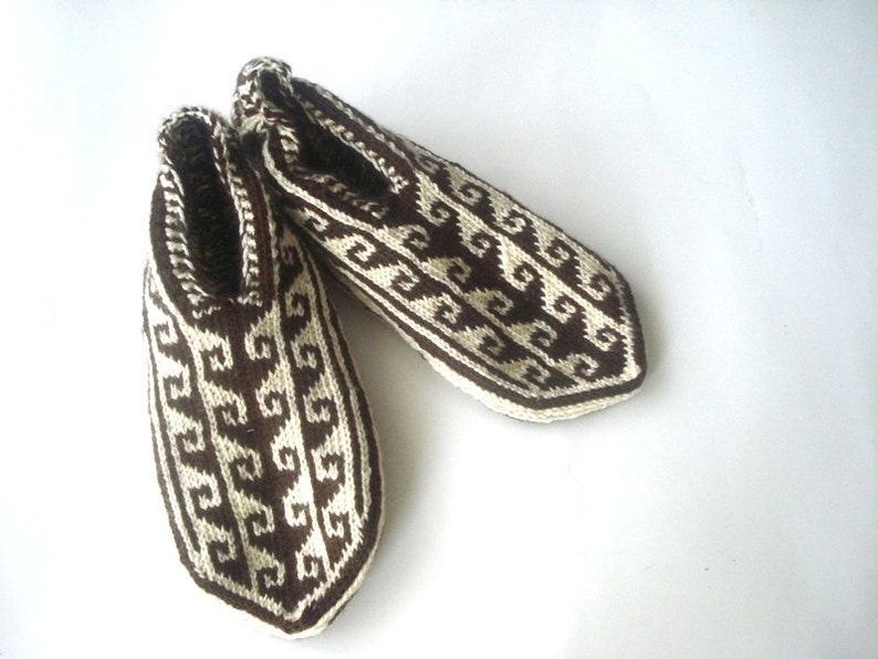 Brown and Cream mens Slippers, mens winter socks, Christmas Gifts For men father dad image 2