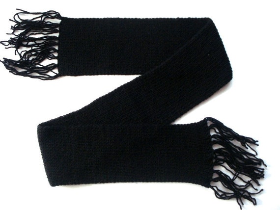 Black Knit Mens Winter Chunky Scarf, Thick Scarves With Fringe, Gifts for  Men Women - Etsy
