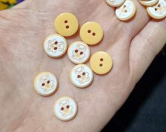 5pcs Bear baby Buttons, baby knitting egg yolk yellow plastic buttons, animal panda bear teddy buttons for knitting