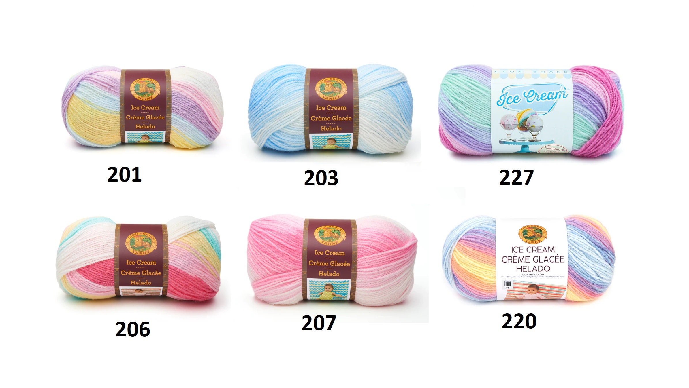 Lion Brand Ice Cream Yarn, Acrylic Colorful Yarn 100g, Knitting Rainbow Yarn,  Baby Yarn, Lion Brans Baby Yarn Ice Cream Creme Glacee Helado 