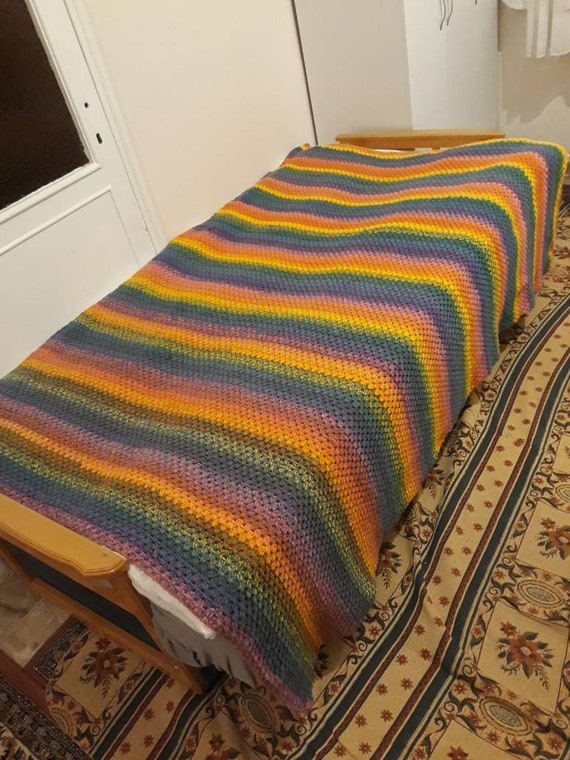 Crochet Blanket Handmade Rainbow Blanket for Single Bed Personal Size Bed Throw Blanket Etsy New Zealand