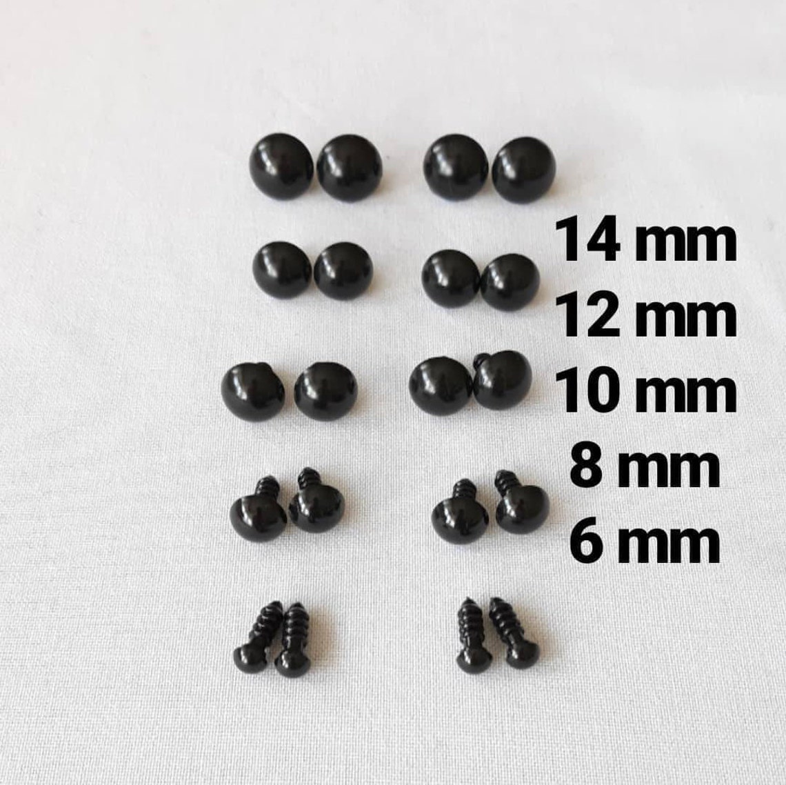 10/25/50/100 Pairs X 6mm Safety Eyes in Black Plastic for Etsy