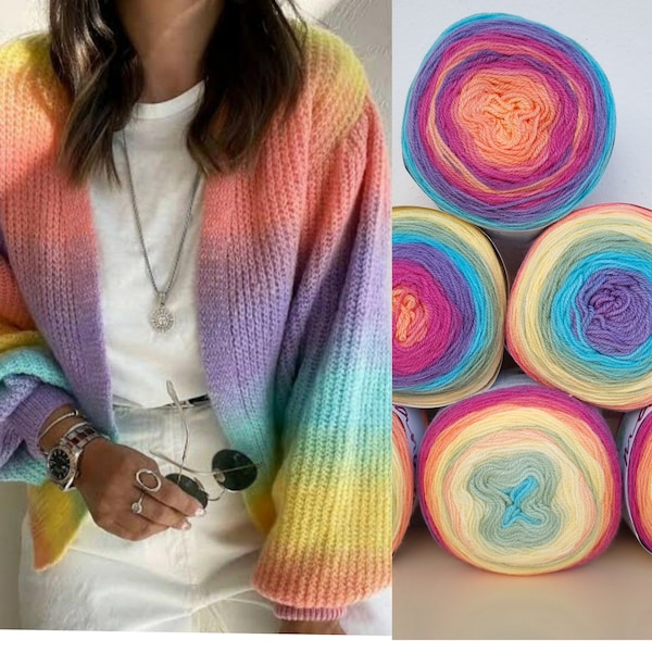 6 skeins Lion brand Mandala Cake yarn, sweet roll yarn 150 gr, rainbow yarn, Blanket shawl Crochet Knitting Yarn, Caron Cake Katia paint