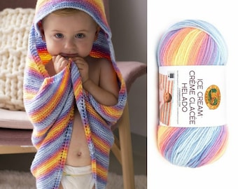 Lion Brand Ice Cream Yarn, acrylic colorful yarn 100g, Knitting rainbow Yarn, baby yarn, lion brans baby yarn ice cream creme glacee helado