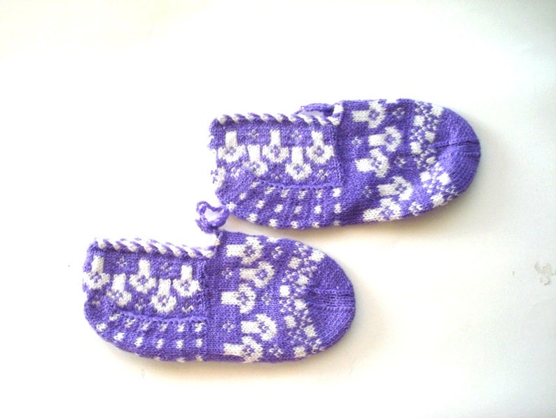 purple white knit women Slippers, home shoes, gifts for woman under 25 usd, adult booties , gifts for girls image 2