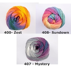Hayfield Spirit sundown 408 415 DK Yarn, wool acrylic yarn 100g, multi colored Knitting Crochet Yarn, DMC Brio Lion Brand magic rainbow Yarn image 5