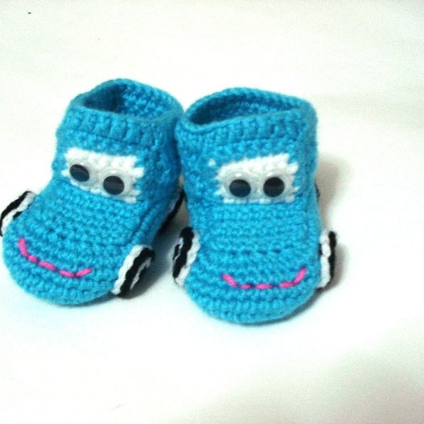 crochet baby shoes, blue turquoise car booty shoe, baby slippers, crochet baby booties 0 12 month baby, crochet baby shoes, Christmas gifts