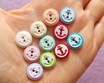 5pcs Anchor baby Buttons, baby knitting plastic buttons, 12 mm small kids baby buttons for knitting, blue pink yellow green baby buttons