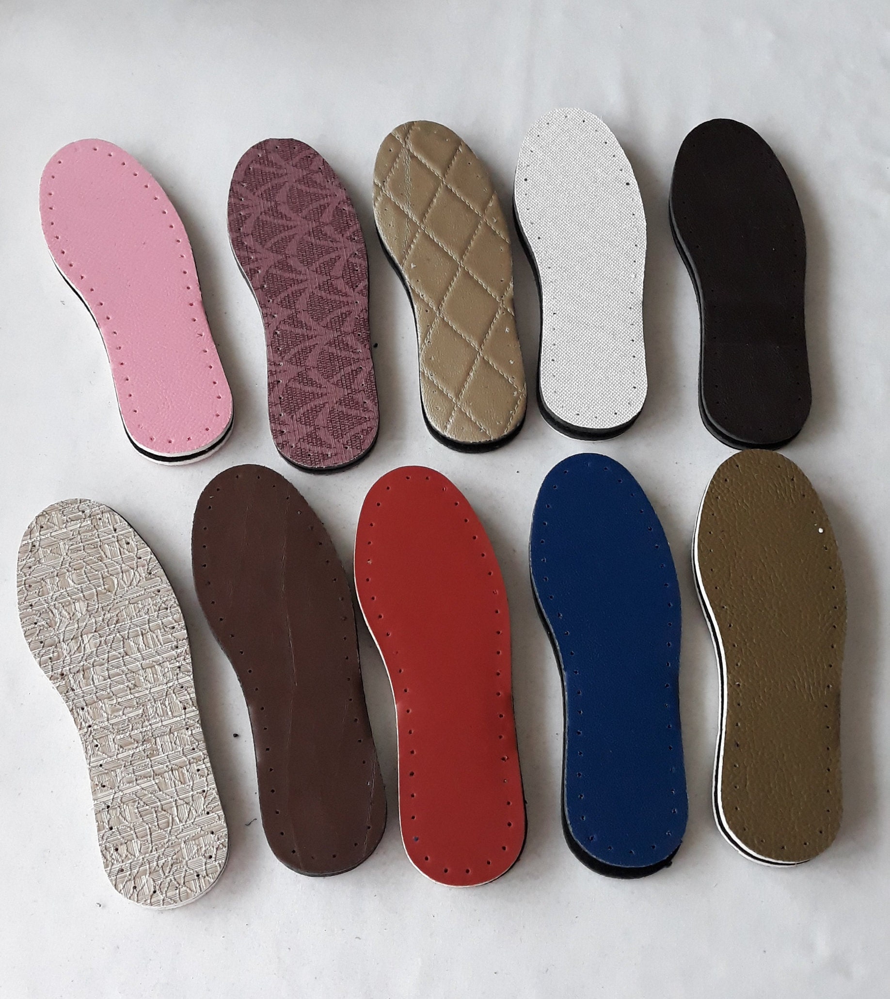 Baby insole Kids Toddler size Faux leather insoles for Crochet, leather non slip soles with holes, 3 layered insoles felt EVA faux leather