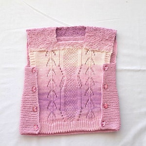 Knit baby vest, pink acrylic yarn vest buttons, soft baby vest, baby girl vest, knit 12 monthes vest, Knitted Sweater Vest, baby girl gifts