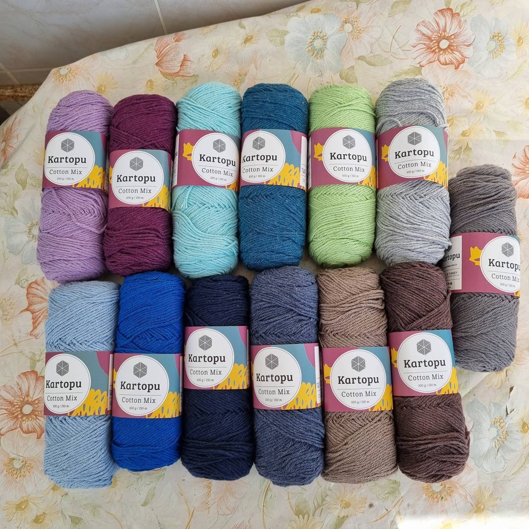 Kartopu Cotton Mix, Crochet Blanket Granny Square Cotton Yarns, Turkish ...