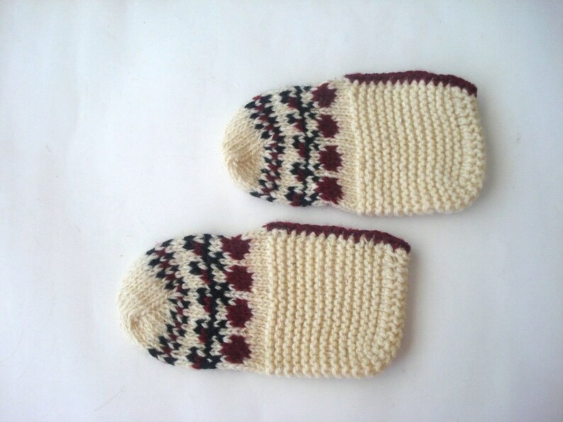 wool kids slippers, toddler child knit socks, children slippers, crochet kids booties, toddler children home shoes size 6 7 8 image 5