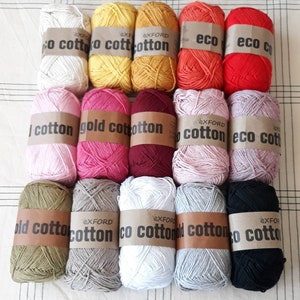 Recycled Cotton yarn, Oxford ecocotton gold cotton yarn, 100% mercerized cotton yarn, 100g each skein summer cotton yarn, granny square yarn