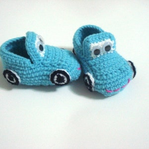 Booties For Newborn Baby In Car Design Sky Blue Color