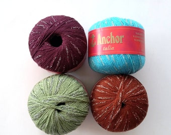 Anchor Talia 50 gr acrylic and metallic yarn, acrylic polyamide scarf yarn, maroon green turquoize yarn on sale, turkish yarn, coats