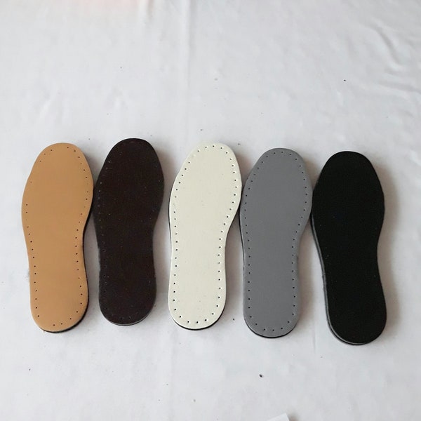 perforated Mens size 3 layered faux leather soles insoles for Crochet, leather non slip soles with holes, men insoles felt EVA faux leather