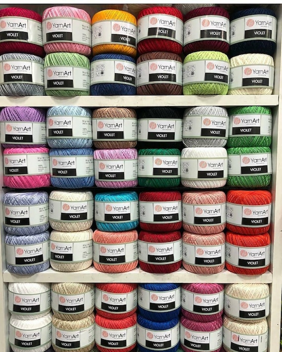 Yarnart Violet Mercerized Cotton Yarn, Mercerize Fiber, Spring