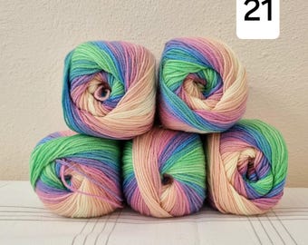Hilo Batik DK, hilo acrílico arcoíris, 5 madejas de hilo de exportación
