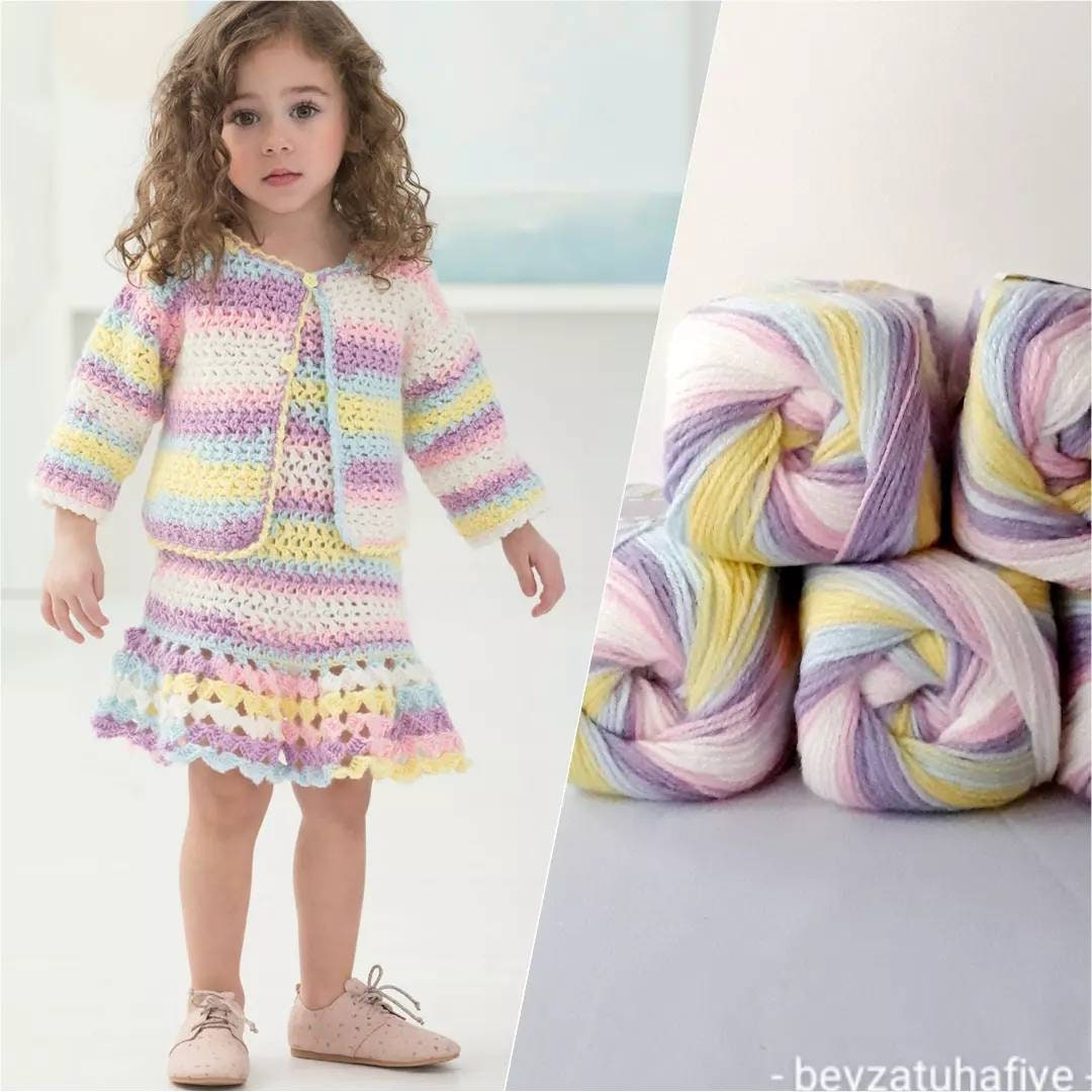 Batik Multi Colored Acrylic Yarn 100g, Ice Cream Helado Yarn DK