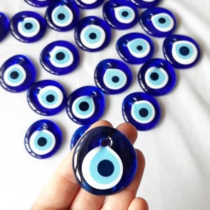 20 - 100 pcs Blue glass evil eye charm beads, nazar boncuk Wedding favor, lucky greek evil Eye wall Hanging 4cm / 40mm