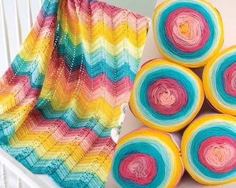 6 skeins Lion brand Mandala honeydukes baby Cake yarn, rainbow yarn, Blanket Crochet Knitting Yarn, Caron cakes yarn