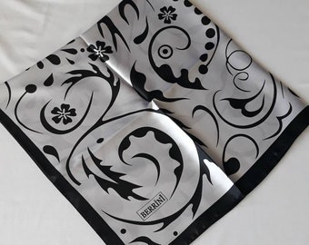 Black and White Satin Hijab Scarf, Headband, Neck Wrap (35 inch)
