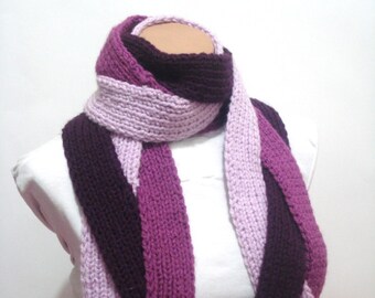 Lila Maroon violett, die, den langen Fransen Womens Schal, warmen Chrismas-Geschenk-Ideen für Frau, handgestrickte, Schal Grobstrick Winter Damen