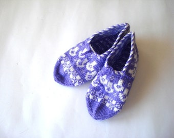 purple white knit women Slippers, home shoes, gifts for woman under 25 usd, adult booties , gifts for girls