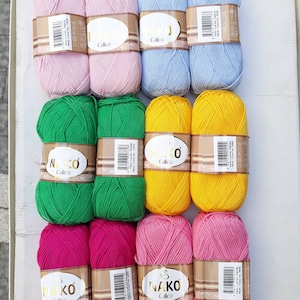 Nako Calico cotton summer yarn, Natural cotton crochet yarn 100 Gr 3.5 oz, amigurumi yarn, baby blanket cotton yarn