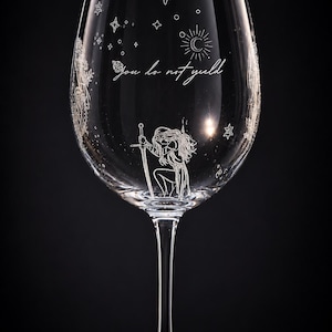Fantasy Engraved Wine Glass | You Do Not Yield | Book Lover Gift image 2