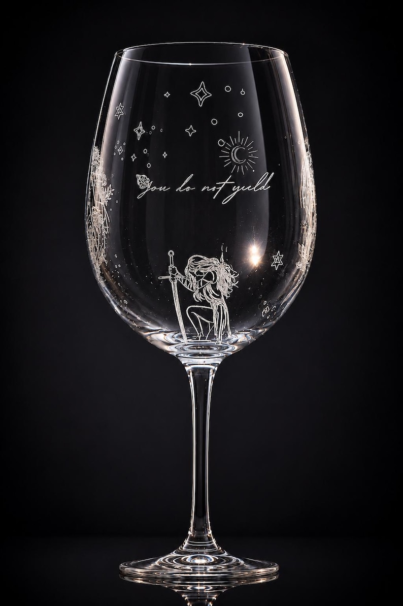 Fantasy Engraved Wine Glass | You Do Not Yield | Book Lover Gift image 2