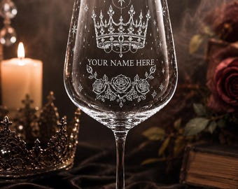 Personalized Queen of Night Wine Glass | 360 Engraved