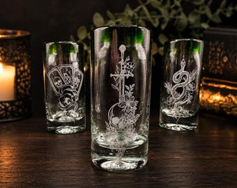 Dark Academia Engraved Shot Glass Set | Set of 3
