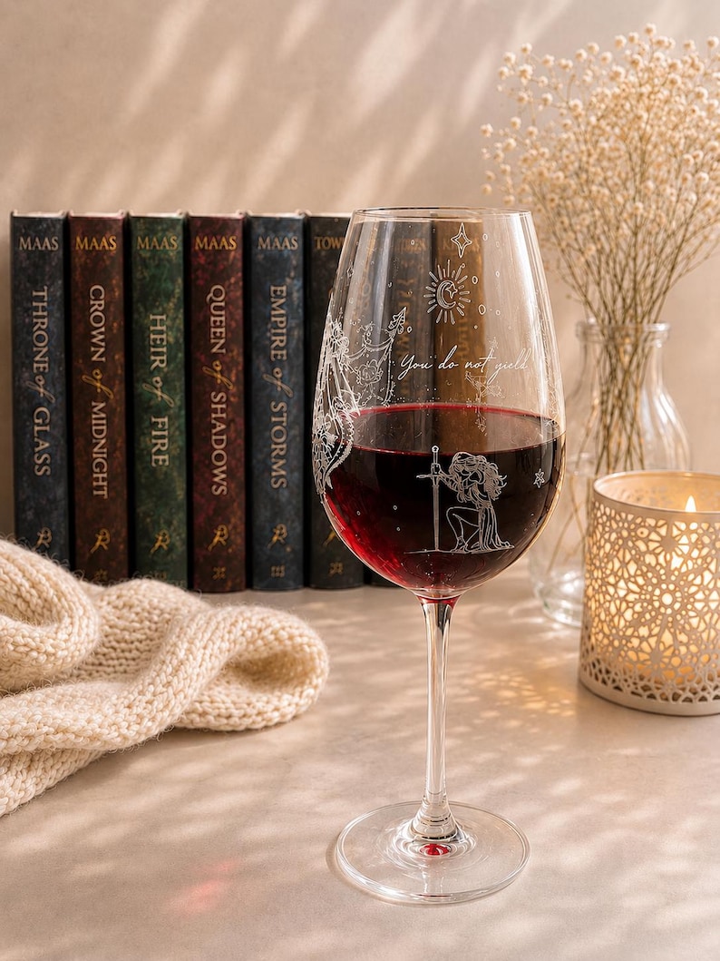Fantasy Engraved Wine Glass | You Do Not Yield | Book Lover Gift image 3