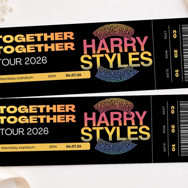 Harry Styles Together Together Tour Personalised Memorabilia Souvenir Mock Concert Ticket